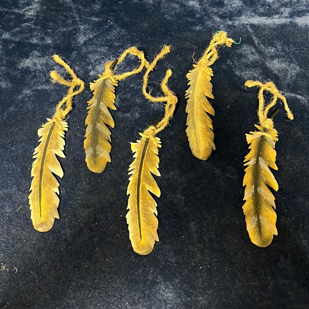 Set/5 VTG Feather Ornaments